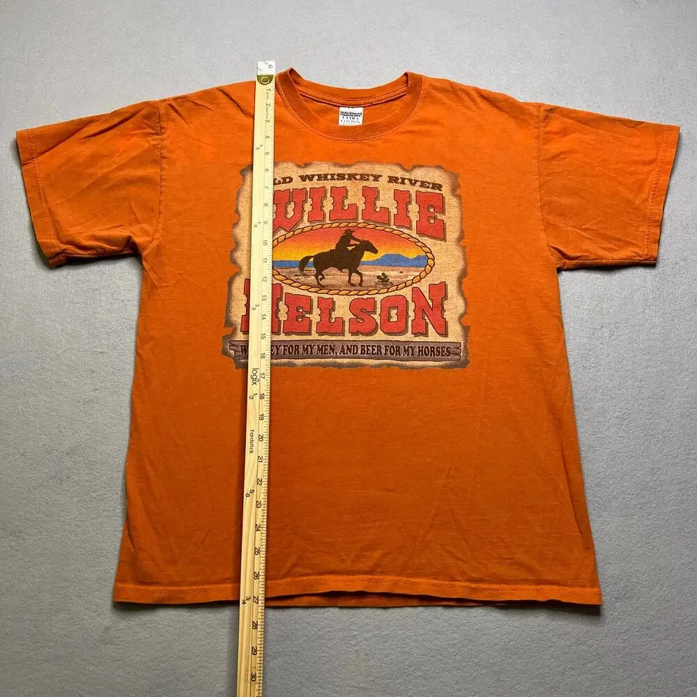 2005 Willie Nelson Whiskey For My Men Beer For My Horses T‎ Shirt Large Orange
